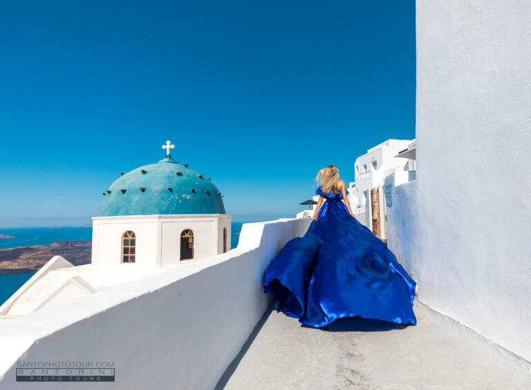 Santorini Flying Dress Photoshoot Royal Blue