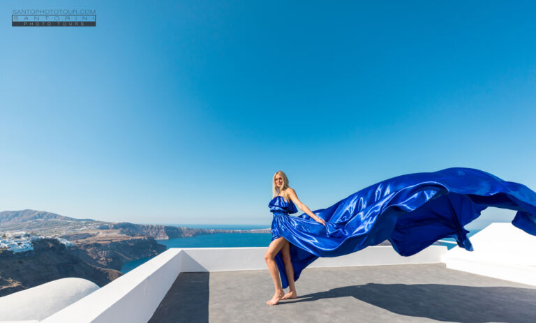 Santorini Flying Dress Photoshoot Royal Blue
