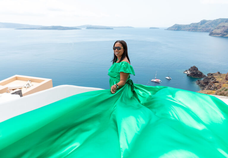 Santorini Flying Dress Photoshoot - Green