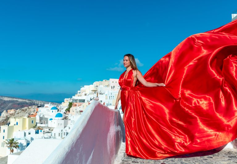 Santorini Flying Dress Red Oia